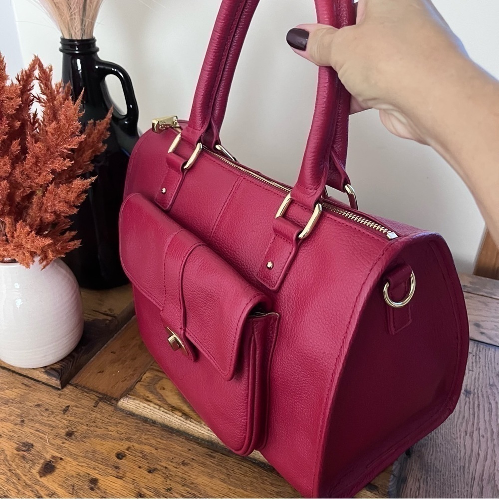 Ora Delphine Kelly Red Satchel Handbag Crossbody #208 - Picture 12 of 12